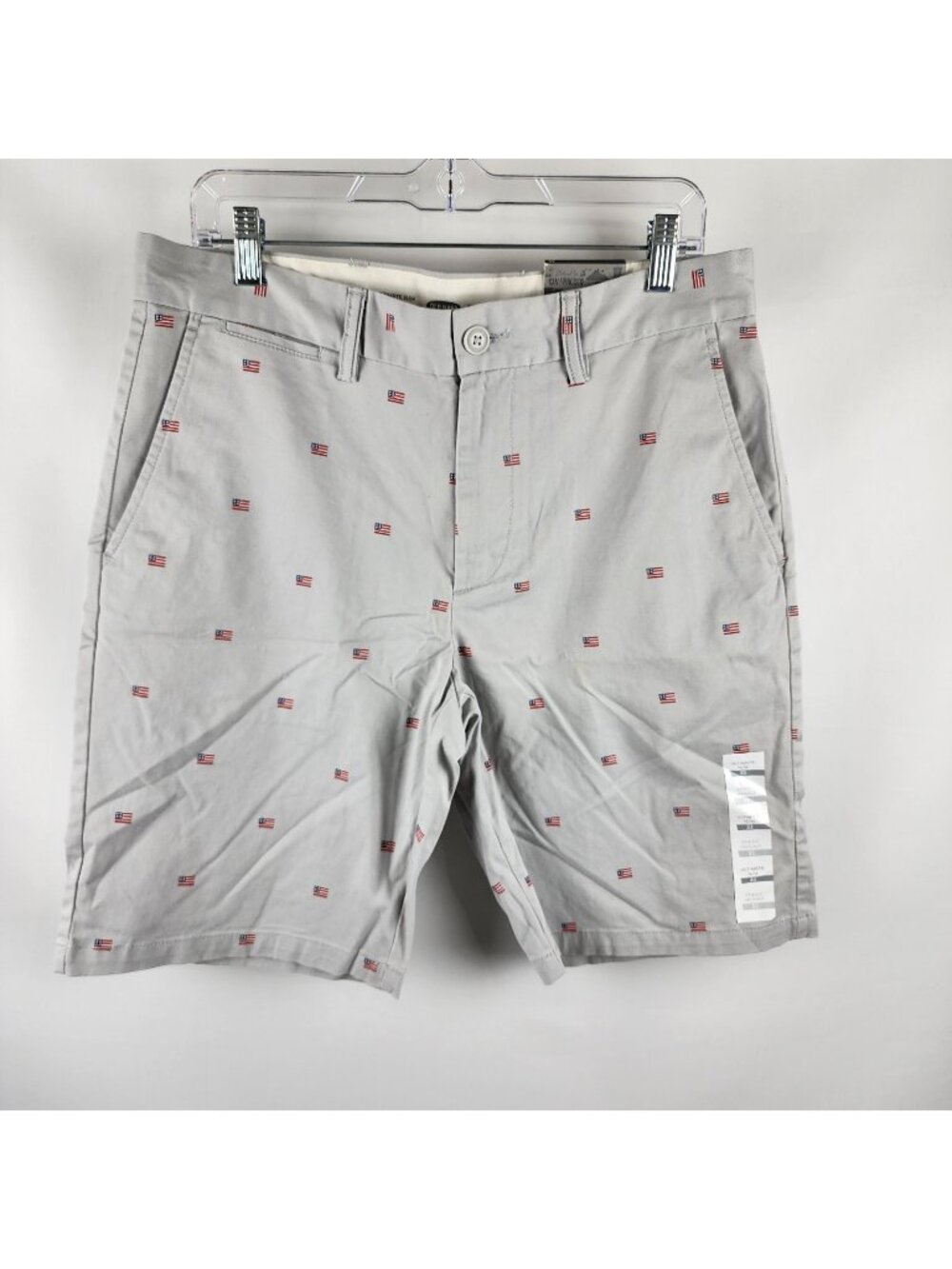 Old Navy Shorts Men 32 Gray Ultimate Slim Shorts Flag Print (32x10) NWT